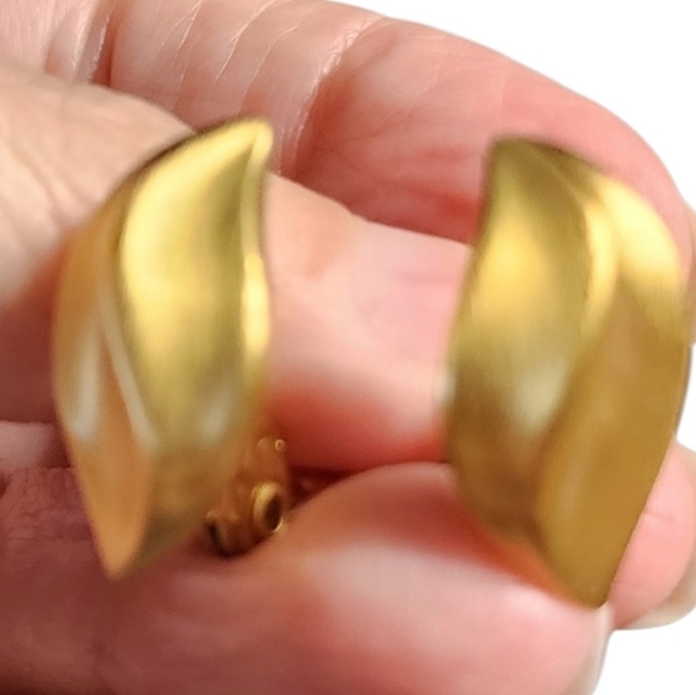Gold Clip On Earrings Leaf Design
